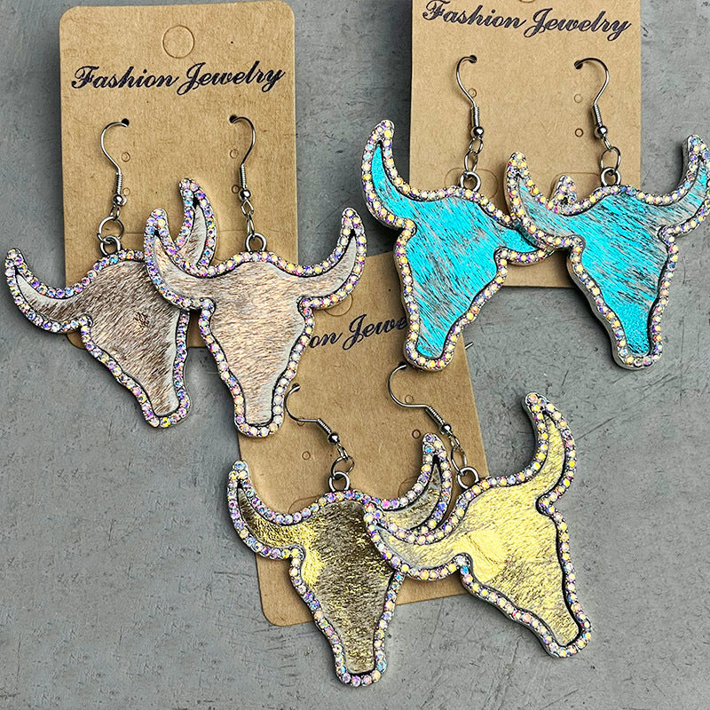 Rhinestone Bull Earrings Trendsi