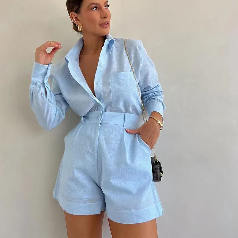 EasyBreeze Linen Blend Blouse & Shorts Set | Relaxed Warm-Weather Outfit