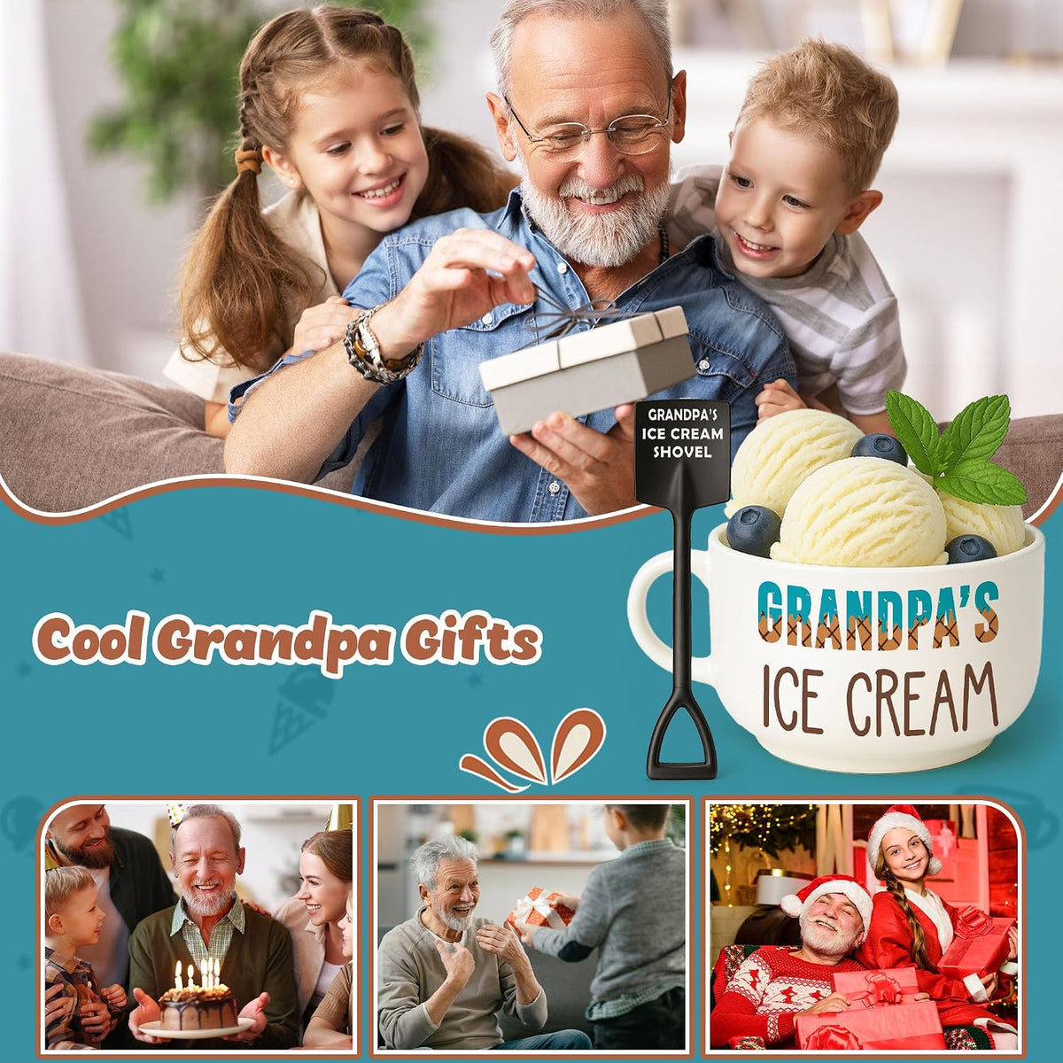 Grandpa Birthday Gift from Grandkids, Grandpa'S Ice Cream Bowl