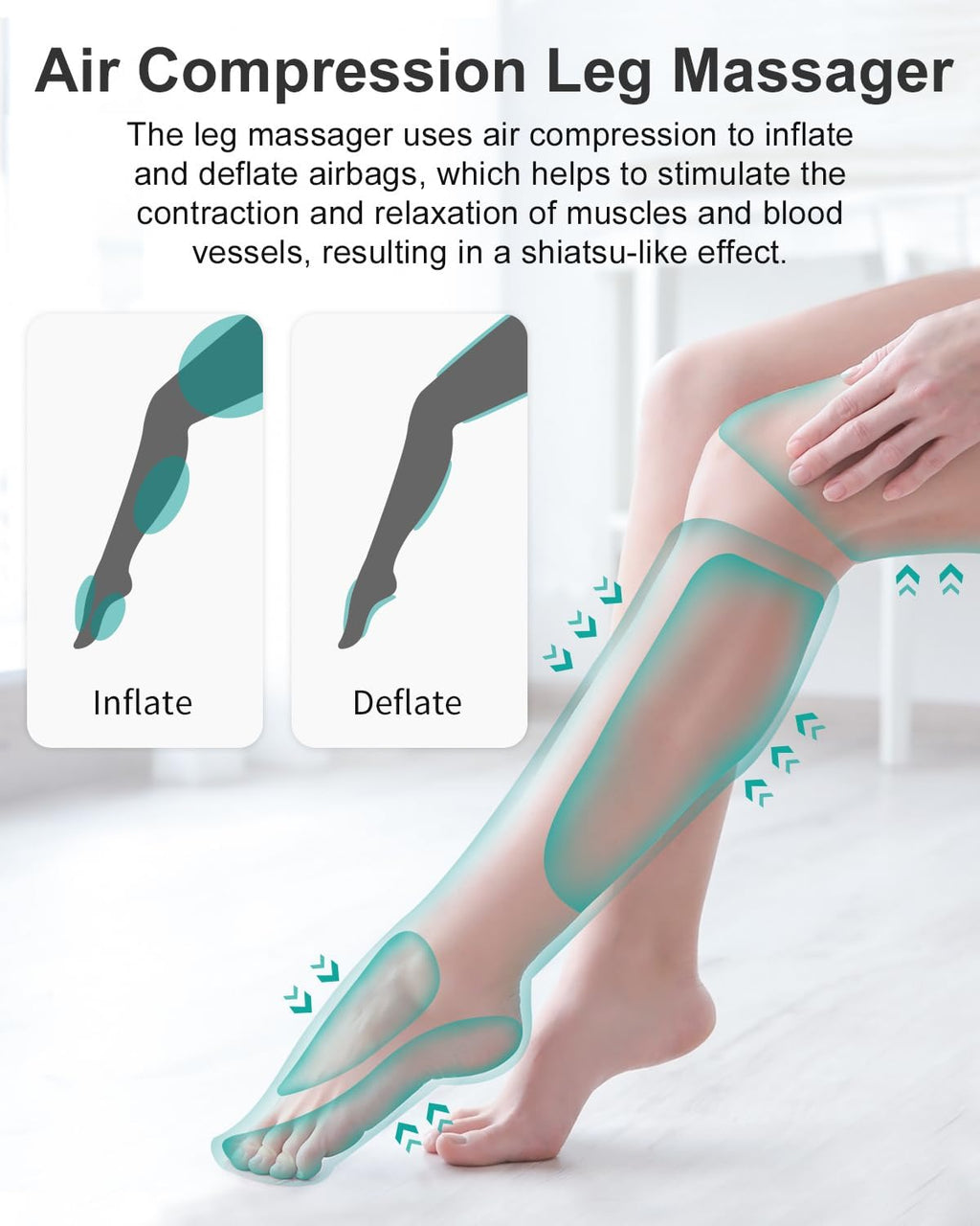 Leg Massager for Circulation and Pain Relief, 2 Heat & 3 Vibration