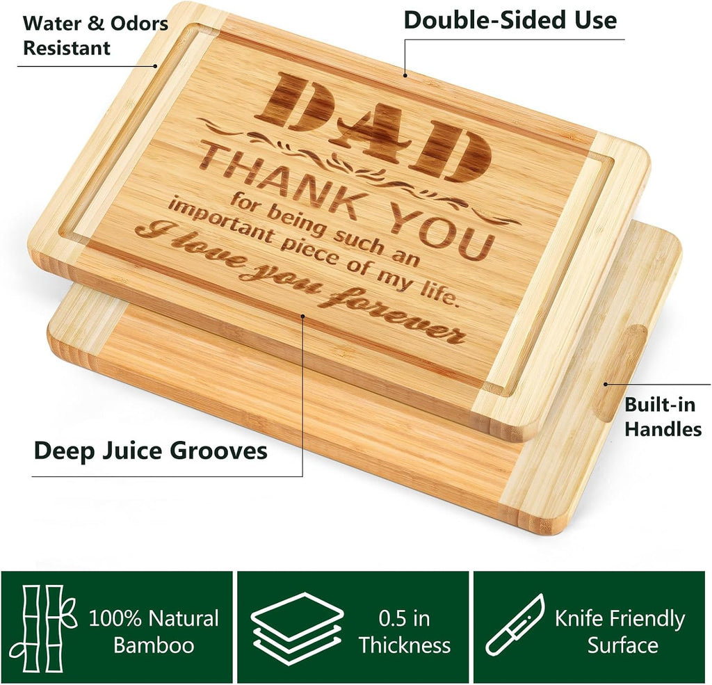 Dad Birthday Gift for Dad Gifts from Daughter Son,Bamboo Cutting Board