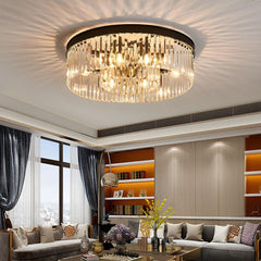 Elegant Crystal Flush Mount Ceiling Light – 40 cm Width, Iron and Crystal, Ideal for Living Room and Bedroom