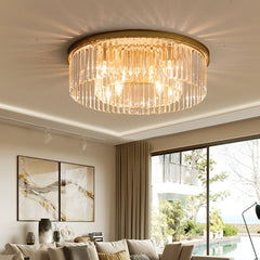 Elegant Crystal Flush Mount Ceiling Light – 40 cm Width, Iron and Crystal, Ideal for Living Room and Bedroom