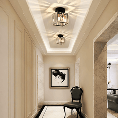 Elegant Crystal Glass Ceiling Light Fixture for Modern Interiors – Brass Base, E27/E26 Compatible