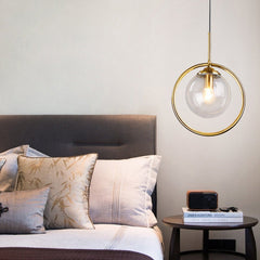 Elegant Glass Pendant Light with Gold Frame Finish – Modern Indoor Lighting