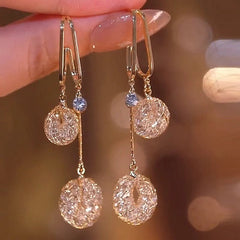 Everglow Crystal Tassel Drop Earrings | Gold Color, 925 Silver Posts