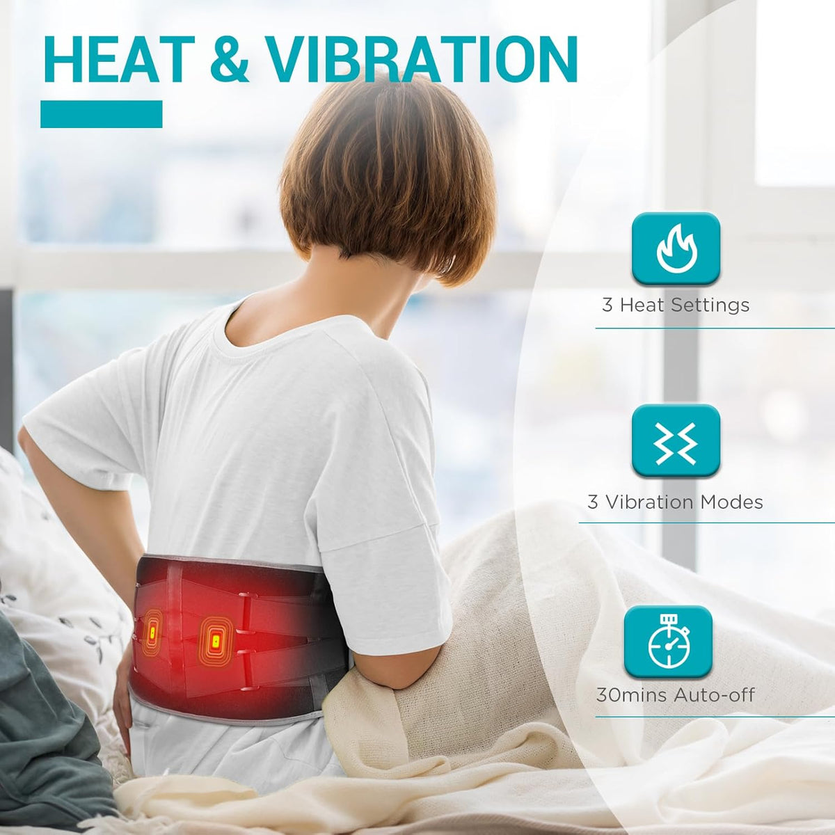 Cordless Heating Pad with Massager for Back FSA Eligible HSA Gift