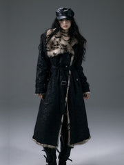 Reversible Leopard Pattern Black Coat with Studs Design (+Free Gift Included)
