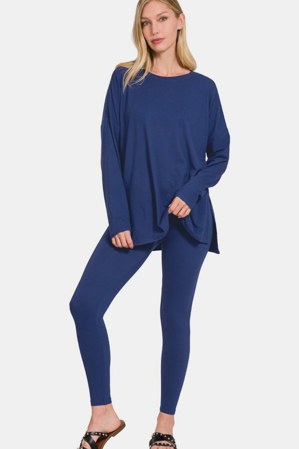 Zenana Full Size Brushed Microfiber Top and Leggings Lounge Set Trendsi