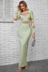 Cutout Round Neck Maxi Wrap Dress Trendsi