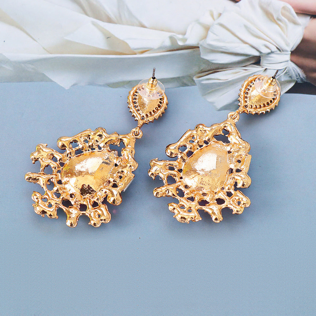 Teardrop Shape Rhinestone Alloy Dangle Earrings Trendsi