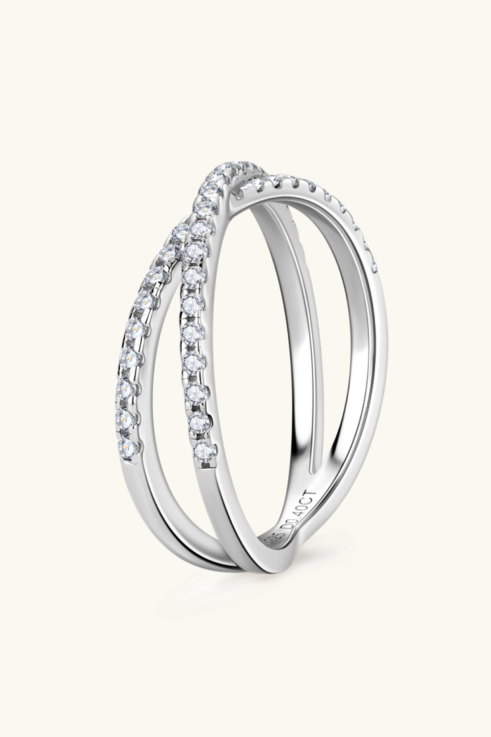 Moissanite 925 Sterling Silver Crisscross Ring Trendsi