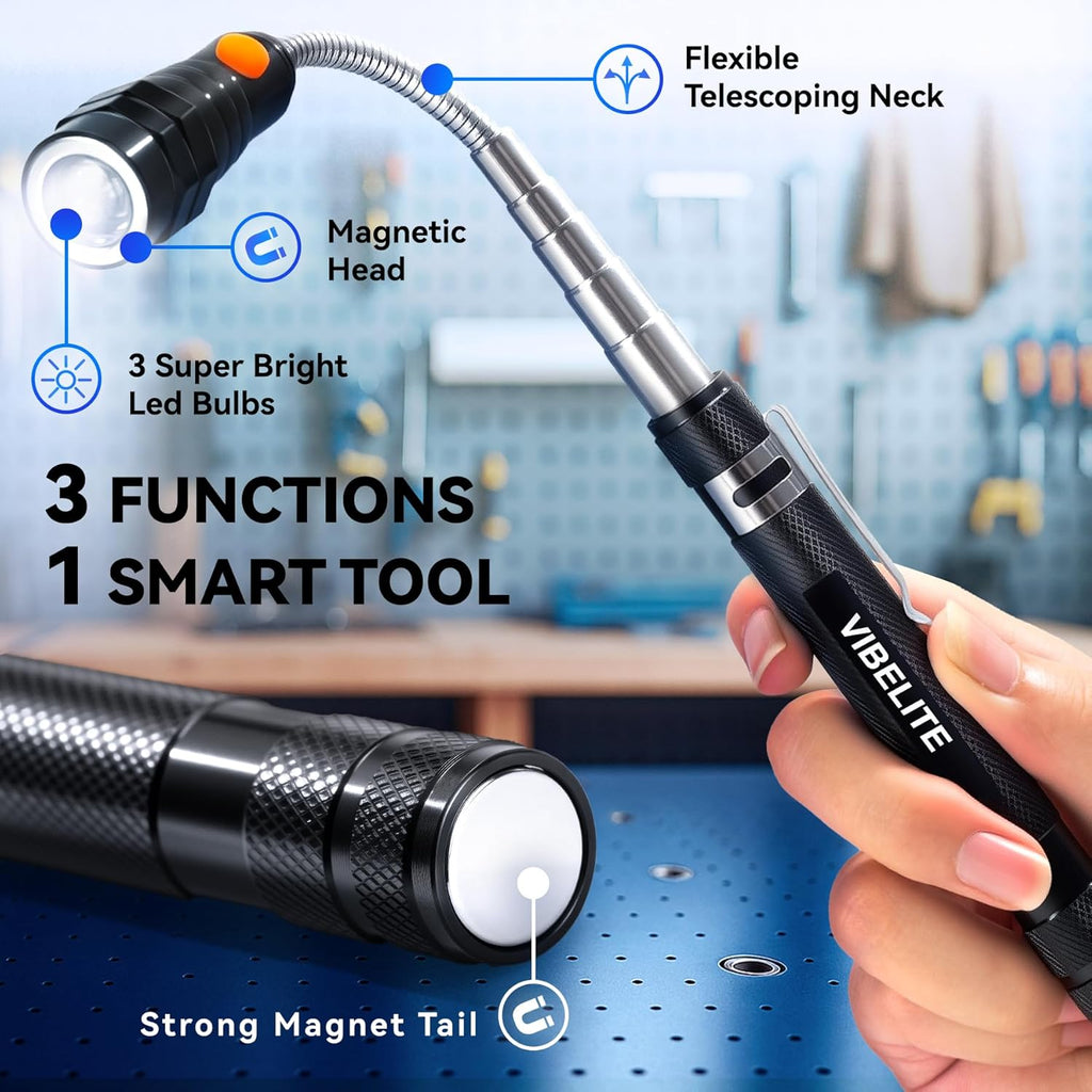 Extendable Magnetic Flashlight Magnet Pickup Tool, Gifts for Men
