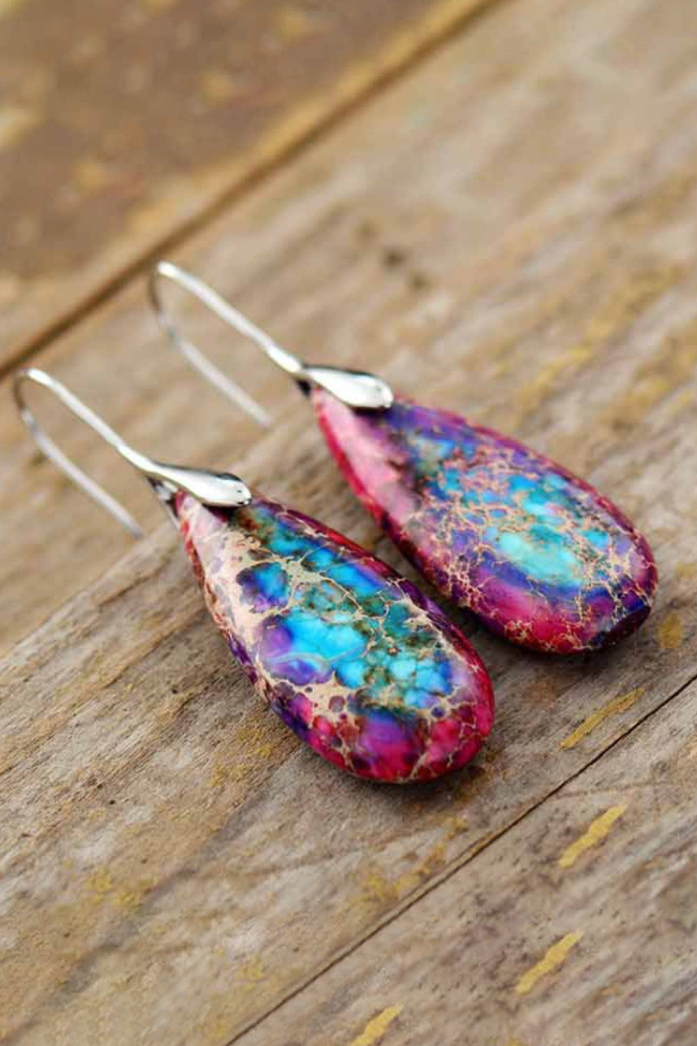 Handmade Teardrop Shape Natural Stone Dangle Earrings Trendsi