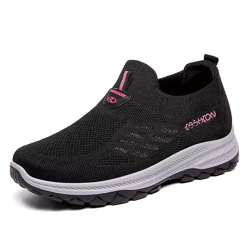 FlexEase Women's Mesh Slip-On Support Shoes | Cushioned Wide-Toe Walking Comfort