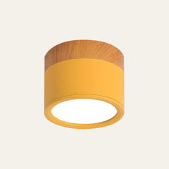 Flush Mount Ceiling Light with Energy-Efficient LED – Pink Wood Finish for Compact Spaces
