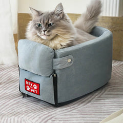 Foldable Pet Car Seat for Small Pets with Secure Console Fit
