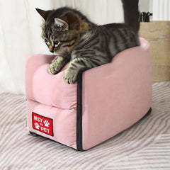 Foldable Pet Car Seat for Small Pets with Secure Console Fit