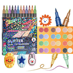 Gemstone Art Marker Sets | Dual Tips for Glitter Crafts & Lettering