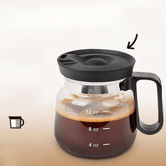 Grove 16 Oz Borosilicate Glass Coffee Mug | Silicone Sip Lid | Pot-Style Shape