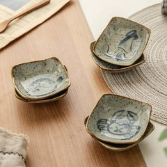 Hand-Painted Rustic Ceramic Plates Set – Unique Earthy Brown and Grey Glaze for Artisan Dining