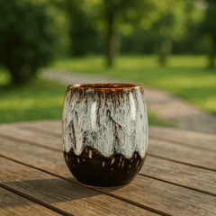 Handcrafted Ceramic Coffee Cups with Elegant Marble Finish – Set of 4 or Single Mugs, 175 ML, Unique Patterns