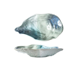 Handcrafted Ceramic Shell Bowl with Ocean-Inspired Glaze – Unique Rippled Design