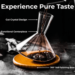 Handcrafted Crystal Decanter with Wooden Base – 45 oz Capacity for Enhanced Wine Experience