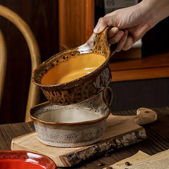 Handcrafted Rustic Ceramic Oatmeal Bowl with Glazed Finish – Ideal for Soups and Salads