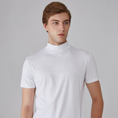 Harbor High-Neck Slim Fit Tee | Breathable Polyester-Silk Blend