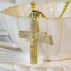 Jericho Orthodox Crucifix Necklace | 14K Gold Plated Faith Pendant