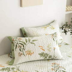 King Size Botanical Quilt Set – Lightweight 100% Cotton, Cooling Fabric for Stylish Bedroom Décor