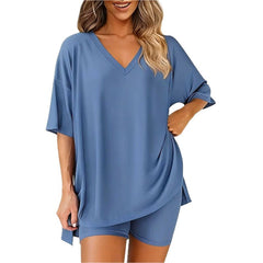 Lara Relaxed Tee & High-Waist Shorts Set | Soft Breathable Warm-Weather Outfit