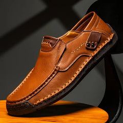 Marston Leather Slip-On Shoes | Padded Insole, Round Toe Daily Wear