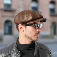 Maverick Men's Leather Cap | Handcrafted Genuine Leather, Vintage-Inspired