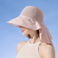Mela Women's Sun Hat | Breathable Mesh with Neck Shawl, Wide Brim Sun Protection