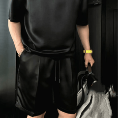 Metro Men's Two-Piece Short Set | Mercerized Cotton, Relaxed Fit & Pockets