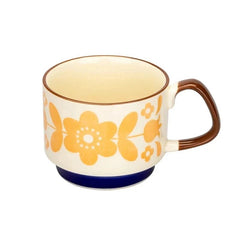 Midcentury Ceramic Stackable Coffee Mugs – Space-Saving Design, Vibrant Colors, Comfortable Handle, 300ml Capacity
