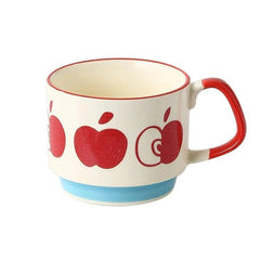 Midcentury Ceramic Stackable Coffee Mugs – Space-Saving Design, Vibrant Colors, Comfortable Handle, 300ml Capacity