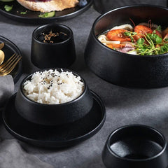 Minimalist 9-Piece Stoneware Dining Set with Matte Finish – Durable Ceramic Tableware