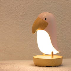 Minimalist Bird Night Light - USB Rechargeable Soft Ambient Illumination with Wooden Accents, Ideal for Bedroom and Reading Nook