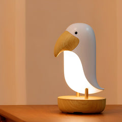 Minimalist Bird Night Light - USB Rechargeable Soft Ambient Illumination with Wooden Accents, Ideal for Bedroom and Reading Nook