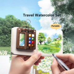 Mira Travel Watercolor Set | Portable Mini Color Box with 12 Vibrant Paints