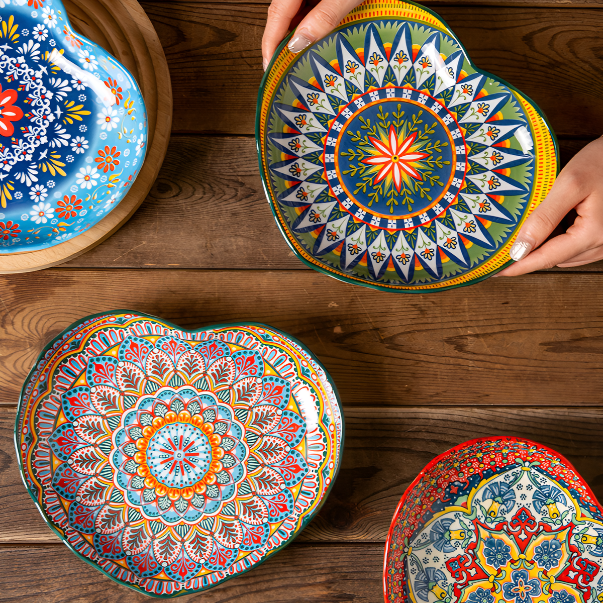 Mirelle Deep Plates with Floral Design – 9.1 Ceramic Plates for Stylish Dining