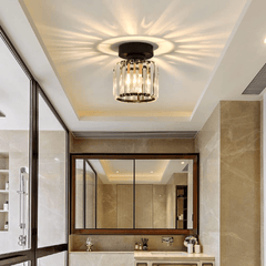 Modern Crystal Flush Mount Ceiling Light Fixture for Hallways and Low Ceilings