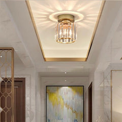 Modern Crystal Flush Mount Ceiling Light Fixture for Hallways and Low Ceilings