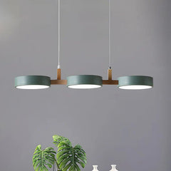 Modern Flush Mount Ceiling Light Fixture, Nordic Design with Metal and Wood, 3 Integrated LED Lights for Kitchens and Living Spaces