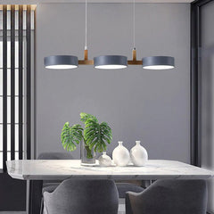 Modern Flush Mount Ceiling Light Fixture, Nordic Design with Metal and Wood, 3 Integrated LED Lights for Kitchens and Living Spaces