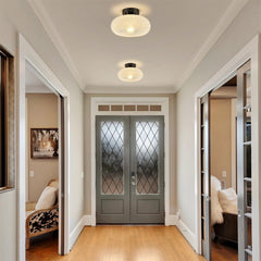 Modern Semi Flush Ceiling Light with Round Glass Shade – Elegant Indoor Fixture
