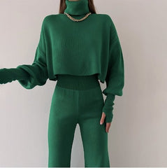 NoraFlex Women's Knit Turtleneck Set | Flexible Regular-Fit Lounge Outfit